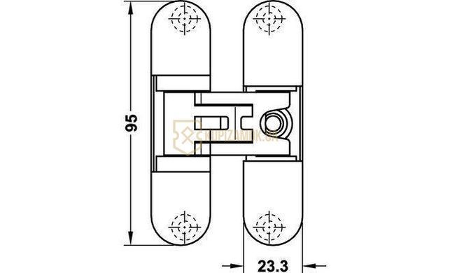 Прихована петля Hafele K6200 хром матовий