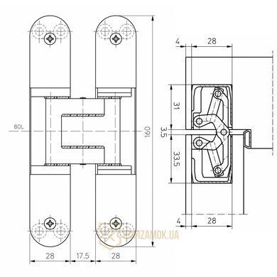 Скрытая дверная петля TECTUS TE 340 3D Simonswerk Бронза
