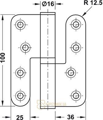 Петля левая Hafele D16 100мм латунь полированная