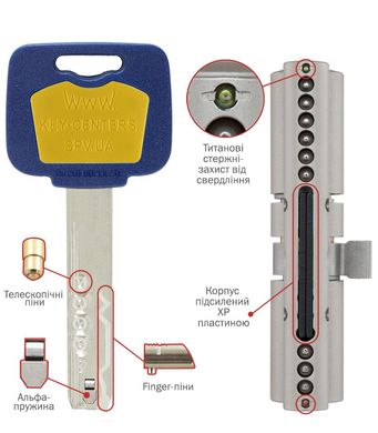 Дверний циліндр Mul-t-lock MT5 + MOD 105mm (70x35T) Нікель-сатин (ключ-тумблер) VIP Control TO_NST