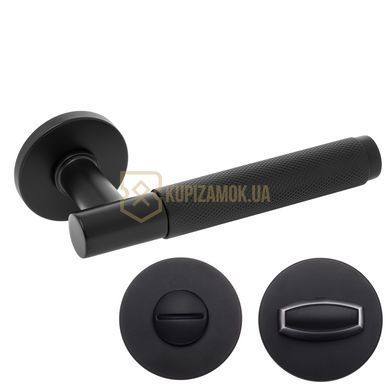 Ручки дверні Rich-Art ЛОЗАНА 459 R77 чорні матові з WC