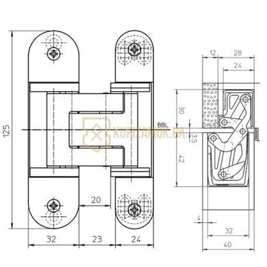 Прихована дверна петля Tectus TE 311 3D FVZ 40 Simonswerk Черна