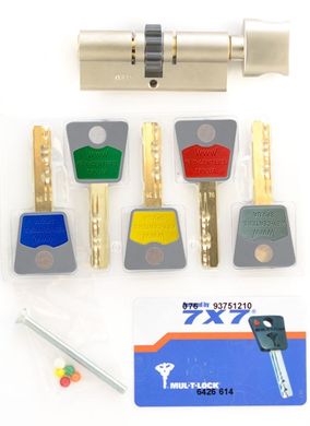 Дверной цилиндр Mul-t-lock 7x7 66mm (33x33T) Никель-сатин (ключ-тумблер) TO_NST CGW