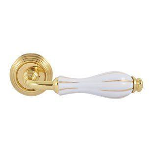 Ручка Fimet модель Lady 148-269 колір Полірована Латунь-Білий Фарфор Золота смужка F01