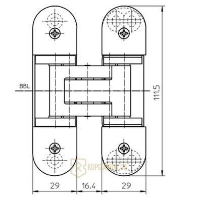 Скрытая дверная петля Tectus TE 303 3D Simonswerk Хром Матовый