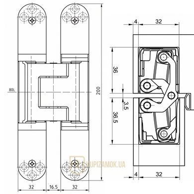 Скрытая дверная петля Tectus TE 540 3D Simonswerk Хром Матовый