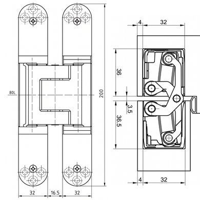 Прихована дверна петля Tectus TE 540 3D Simonswerk Хром Матовий