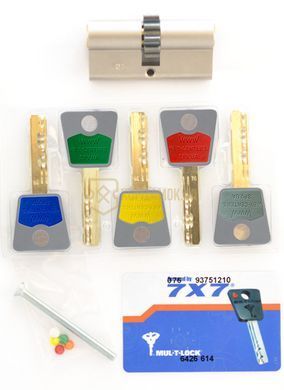 Дверний циліндр Mul-t-lock 7x7 62mm (27x35) Нікель-сатин (ключ-ключ) GCW
