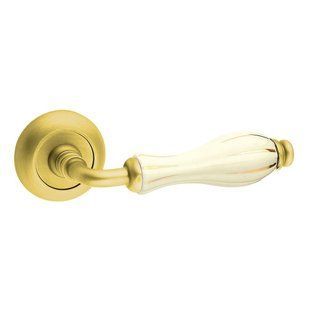 Ручка Fimet модель Lady 148-231C колір Матова Латунь-Білий Фарфор Золота смужка F02