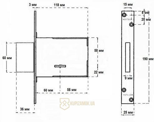 Замок врезной Mottura 40.701 (40701600056) хром реверсивный