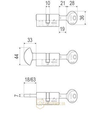 Дверной цилиндр AGB Scudo DCK 60мм (30x30) Матовый хром (ключ-ключ)