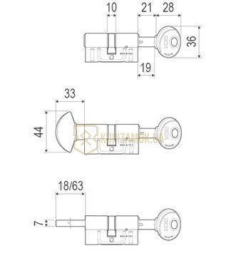 Дверний циліндр AGB Scudo DCK 60мм (30x30) Матовий хром (ключ-ключ)