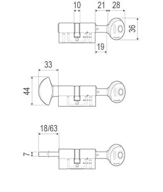 Дверной цилиндр AGB Scudo DCK 60мм (30x30) Матовый хром (ключ-ключ)