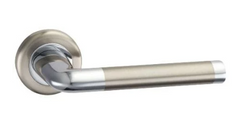 Ручки дверные на круглой розетке Linde ALMA A - 1209 SN / CP матовый никель полированный хром