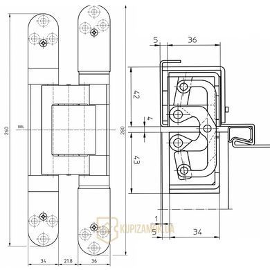 Скрытая дверная петля Tectus TE 645 3D 300кг Simonswerk Хром Матовый
