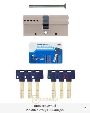 Дверной цилиндр Mul-t-lock Interactive+ 62mm (31Lx31) Никель-сатин (ключ-ключ) FLEX CONTROL