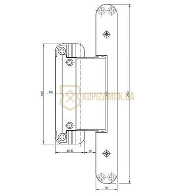 Прихована дверна петля Tectus TE 680 3D FD 160кг Simonswerk Хром Матовий