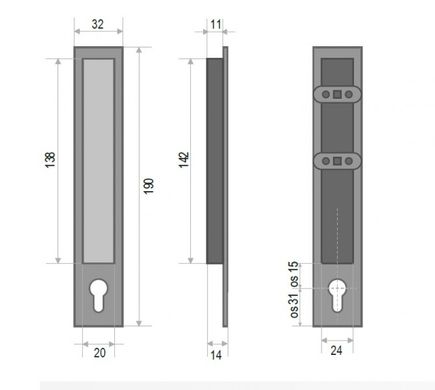 Ручка для розсувних дверей Tupai 1100 Z Хром матовий
