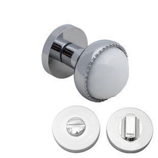 Ручки дверні Rich-Art Крісталл 044 R65 WC СR/White хром / біле скло