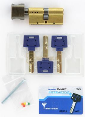 Дверний циліндр Mul-t-lock Interactive+ 100mm (50x50T) Латунь (ключ-ключ) VIP Control TO_ABR