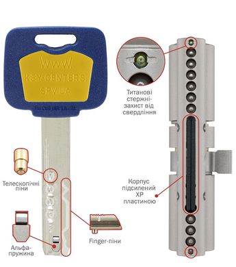 Дверной цилиндр Mul-t-lock MT5+ 66mm (33x33) Никель-сатин (ключ-ключ) GCW VIP Control