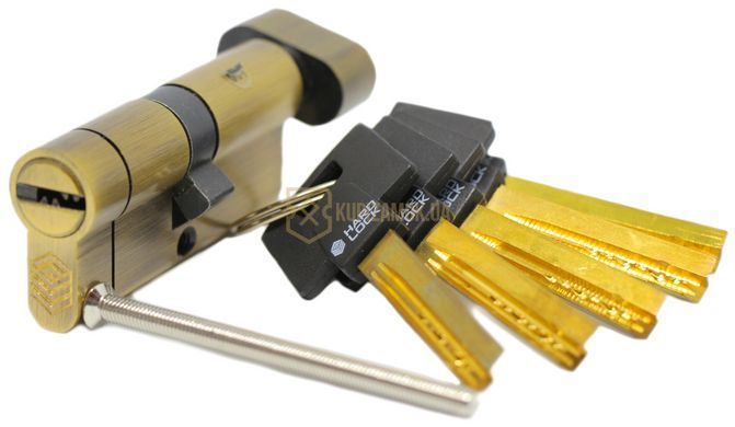 Дверний циліндр HardLock L-серія 60мм (30х30Т) Бронза (ключ-тумблер)
