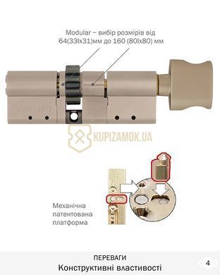 Дверний циліндр Mul-t-lock Interactive+ 66mm (33ix33T) Нікель-сатин (ключ-тумблер) CLIQ GCW TO_NST