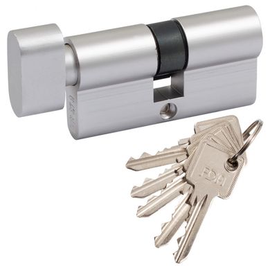 Дверний циліндр англійський RDA 60мм (30х30) ключ-тумблер матовий хром 5 ключів