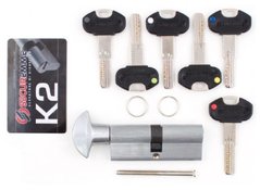 Дверний циліндр Securemme К2 30/30 мм 5кл +1 монтажний ключ матовий хром ключ / тумблер