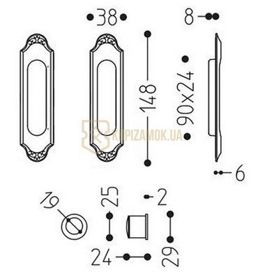 Ручки для розсувних дверей Mandelli 1028 Matt brass