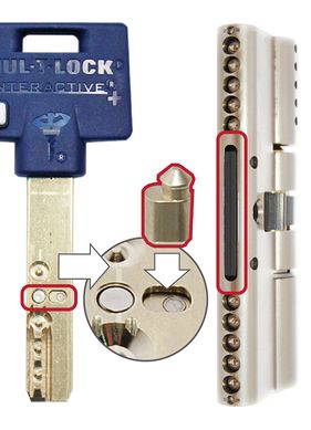 Дверний циліндр Mul-t-lock Interactive+ HALF_K 40.5mm (31x9.5) Нікель-сатин (односторонній-ключ)