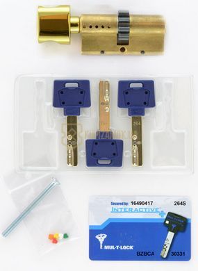 Дверний циліндр Mul-t-lock Interactive+ 100mm (50x50T) Латунь (ключ-ключ) GCW TO_SB