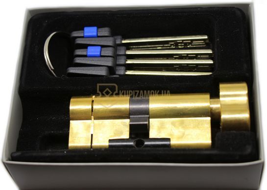 Дверний циліндр HardLock K-серія 80мм (35х45Т) Золотий (ключ-тумблер)