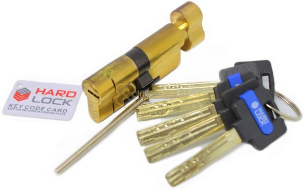 Дверний циліндр HardLock K-серія 80мм (35х45Т) Золотий (ключ-тумблер)