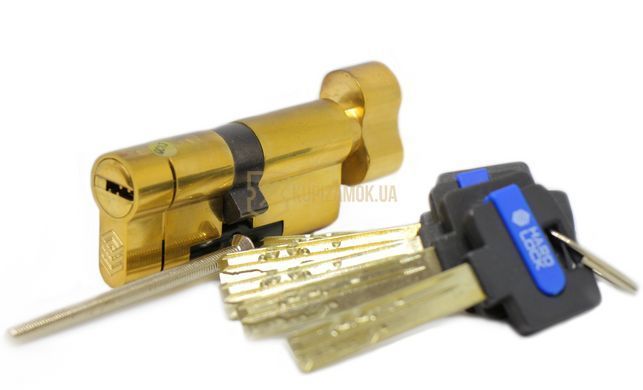Дверний циліндр HardLock K-серія 80мм (35х45Т) Золотий (ключ-тумблер)