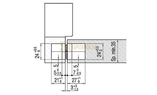 Прихована петля Hafele K1000 3D хром матовий