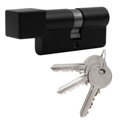 Дверний циліндр Cortellezzi Primo 117SQ 60мм (30х30Т) ключ-тумблер чорний