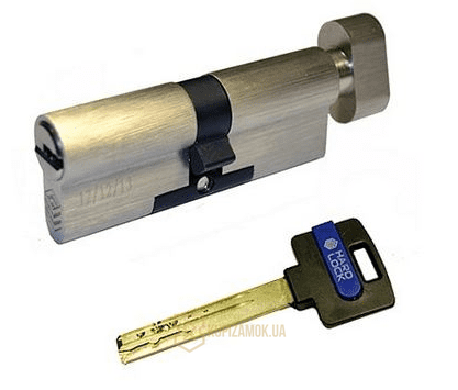Дверной цилиндр HardLock K-серия 80мм (35х45Т) Сатин (ключ-тумблер)