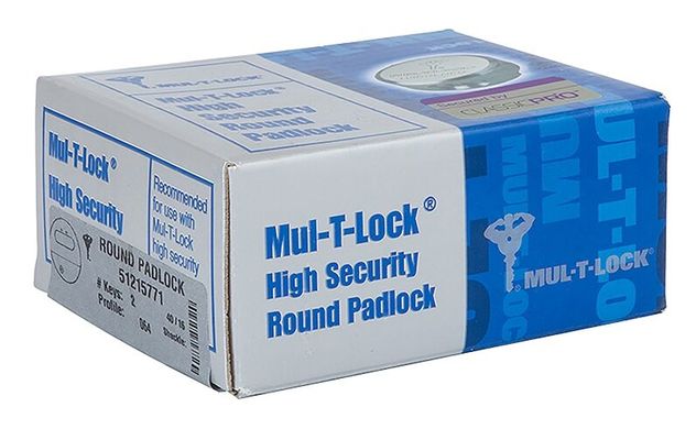 Замок навісний Mul-t-lock HOCKEY PUCK *ClassicPro 4867 2KEY DND3D BLUE INS SLID shackle 10мм BOX M