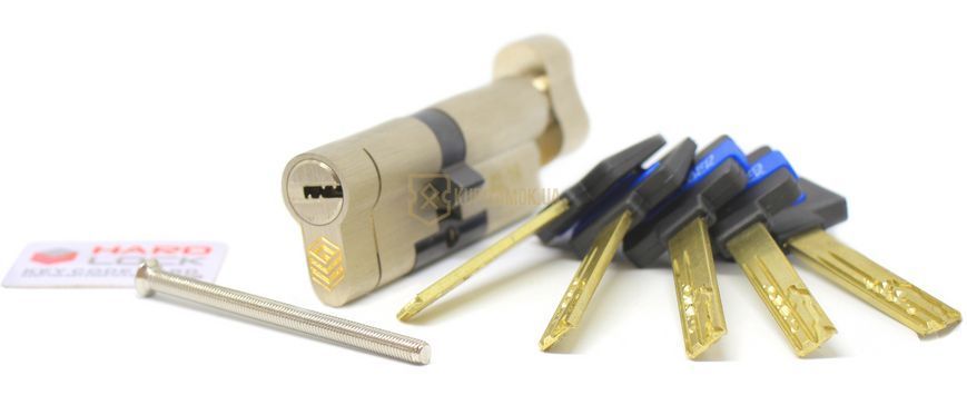Дверний циліндр HardLock K-серія 80мм (35х45Т) Сатин (ключ-тумблер)