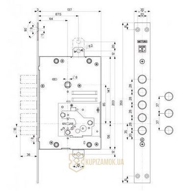 Замок врезной Mottura 52.J525 (52J535G8B05AC4O) правый