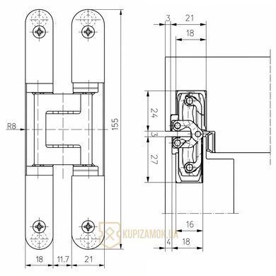 Скрытая дверная петля TECTUS TE 240 3D Simonswerk Хром Матовый