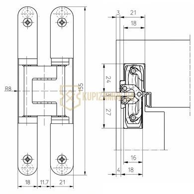 Прихована дверна петля TECTUS TE 240 3D Simonswerk Хром Матовий