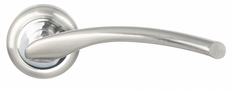 Ручки дверные на круглой розетке Solo MILLO A - 2005 SN / CP никель матовый / хром полированный