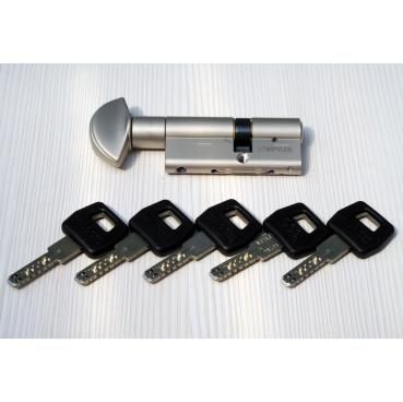 Дверной цилиндр AGB Scudo DCK 60мм (30x30) Матовый хром (ключ-тумблер)