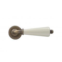 Ручки дверные с WC накладками MARIANI ERICE WC SBR  - porc. Ivory (white) бронза матовая с кремовой керамикой