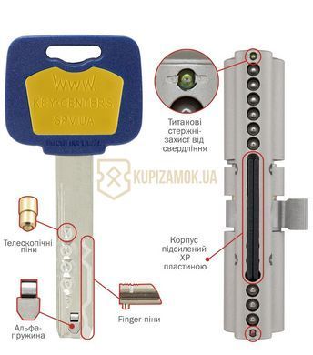 Дверний циліндр Mul-t-lock MT5+ MOD 100mm (35x65) Нікель-сатин (ключ-ключ)