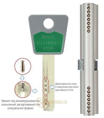 Дверной цилиндр Mul-t-lock 7x7 62mm (27x35T) Никель-сатин (ключ-тумблер) TO_NST CAM30
