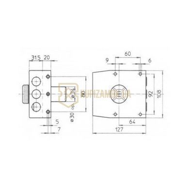 Замок накладний Mottura 30.401 (30401VD50C5) правый